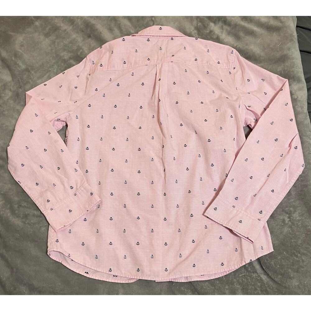 Talbots SZ Small Petite Pink Long Sleeve Button Up Dress Shirt Striped Nautical - Picture 7 of 8